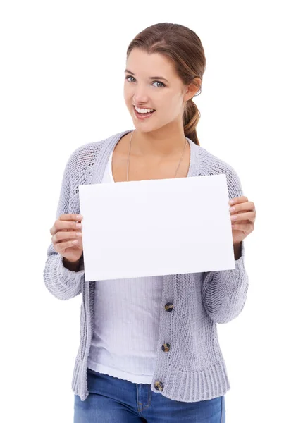 Ive Been Saving You Some Copyspace Gorgeous Young Woman Holding — Stock Photo, Image