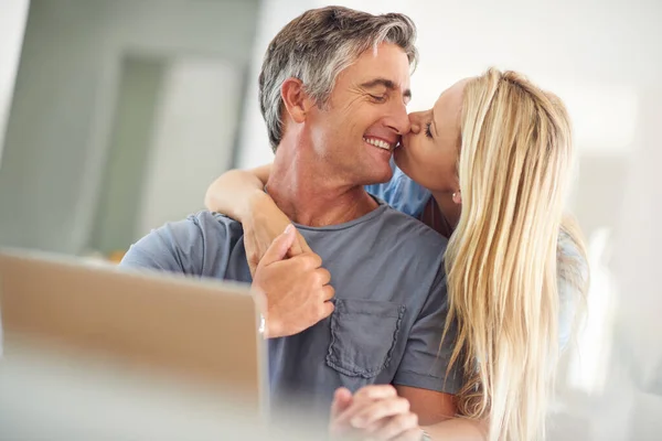 Love You Endlessly Attractive Mature Woman Hugging Her Handsome Mature — Stock Photo, Image