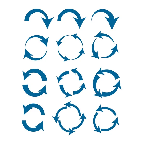 Знаки Коллекции Стрелки Переработки Белом Фоне Направление Графические Синие Значки — стоковое фото