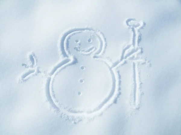 雪人为艺术 寒冷的天气和圣诞假期的创造力而在雪地 冬季和大自然中画画 符号和标志与魔法 冰和冻结室外艺术或创意顶部霜 — 图库照片