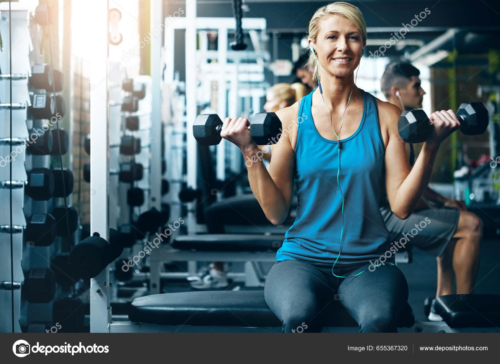 Getting Best Shape Life Woman Doing Upper Body Workout Gym Stock Photo PeopleImages 655367320