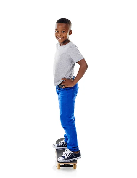 Why Walk You Can Skate Studio Shot Cute Little Boy — Stock Photo, Image