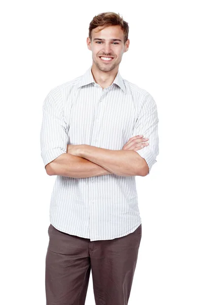 Just Yourself Studio Portrait Young Man Standing His Arms Crossed — Stock Photo, Image