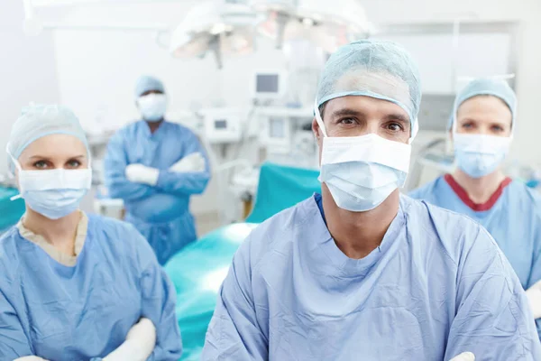 Quality Medical Care Portrait Medical Team Surgeons Standing Together Operating — Stock Photo, Image