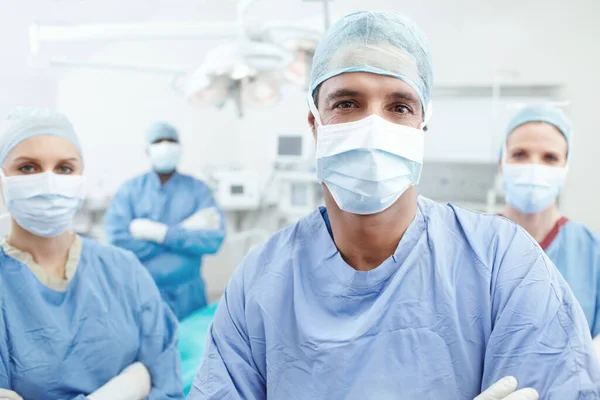 Put Yourself Trustworthy Hands Portrait Medical Team Surgeons Standing Together — Stock Photo, Image