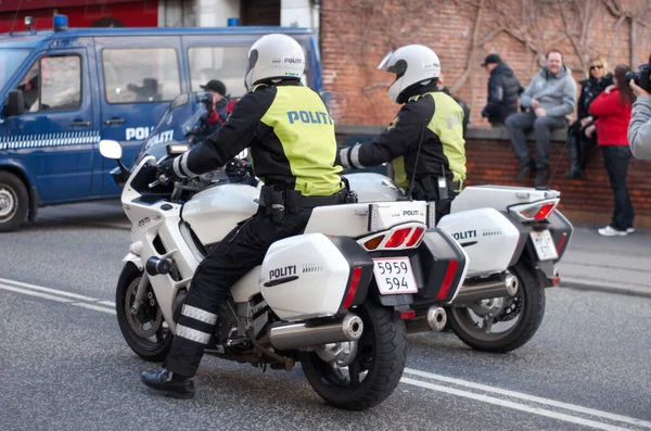 Police Law Enforcement Men Motorcycle Street Transport Public Servant Security — Stock Photo, Image