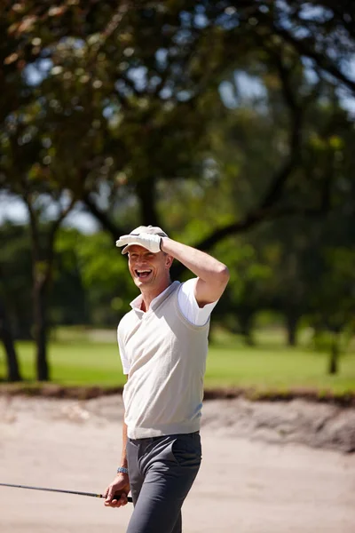 Ale Šťastná Rána Šťastný Dospělý Muž Hrající Golf — Stock fotografie