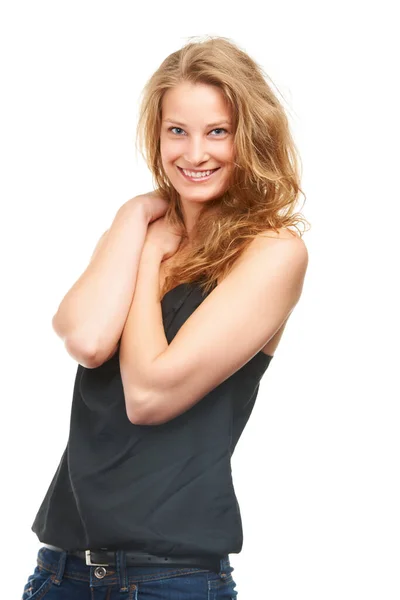 Young Confident Looking Great Studio Shot Attractive Young Woman Isolated — Stock Photo, Image