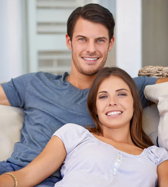 Chilled Out Right Now Affectionate Young Couple Relaxing Home — Stock Photo, Image