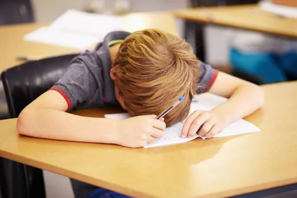 Dormir Ennuyer Fatiguer Avec Garçon Classe Pour Apprentissage Éducation Savoir — Photo