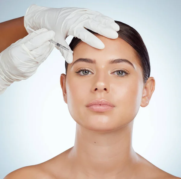 Closeup Portrait Woman Getting Facial Fillers Botox Young Caucasian Model — Stock Photo, Image