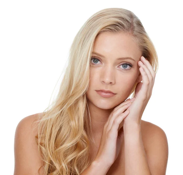 Loving Her Flawless Skin Beautiful Young Blonde Woman Posing Front — Stock Photo, Image