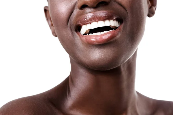 Після Цього Життя Наповнене Сміхом Усміхнене Жіноче Обличчя Білому Тлі — стокове фото