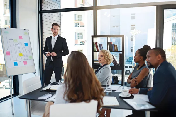 Dar Lhes Resumo Empresário Que Faz Uma Apresentação Sala Reuniões — Fotografia de Stock