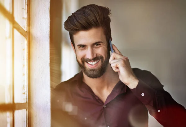 Call Just Made Day Cropped Portrait Businessman Making Call His — Stock Photo, Image
