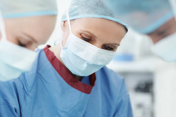 Caring Profession Closeup Female Surgeon Working Her Colleagues Surgery — Stock Photo, Image