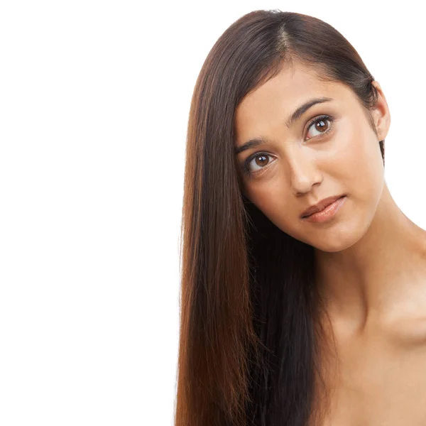 Pflege Ihrer Haut Und Haare Eine Junge Frau Mit Glatten — Stockfoto