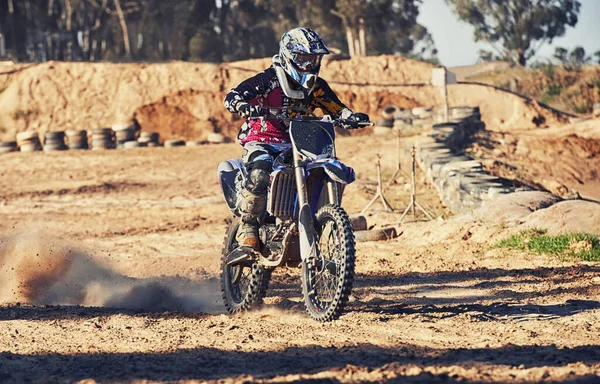Time Rip Track Motocross Rider Out Track — Stock Photo, Image