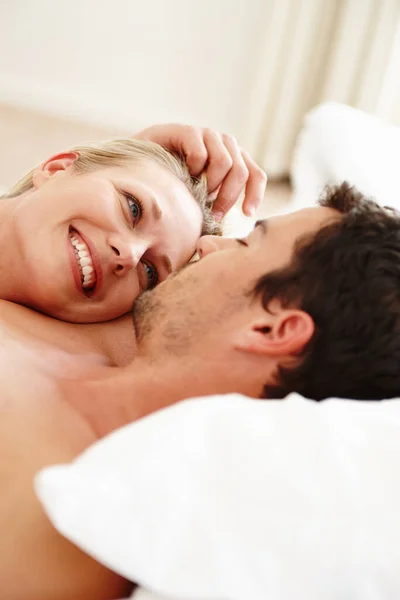 Youre Love Loving Young Couple Resting Bed Together — Stock Photo, Image