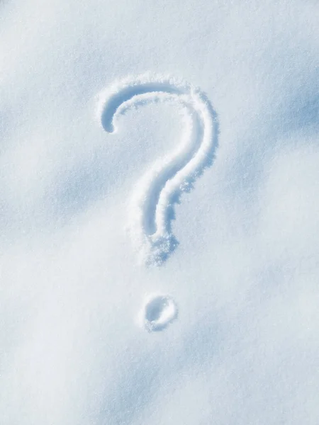 Otazník Kresba Sněhu Zimě Znamení Ikona Nebo Symbol Venkovní Interpunkcí — Stock fotografie