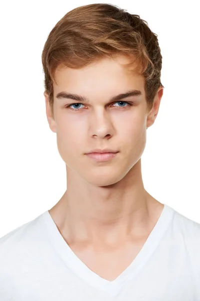 Απίστευτα Όμορφος Στιγμιότυπο Ενός Όμορφου Νεαρού Άνδρα Απομονωμένου Στα Λευκά — Φωτογραφία Αρχείου