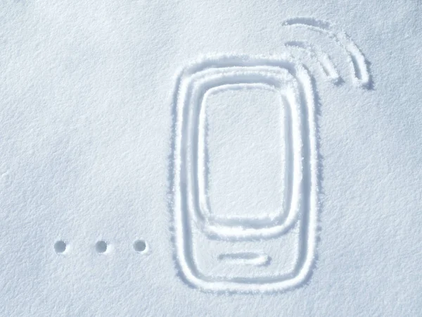 Ilustracja Telefon Śnieg Rysunek Bez Ludzi Zewnątrz Ziemi Pokazuje Sygnał — Zdjęcie stockowe