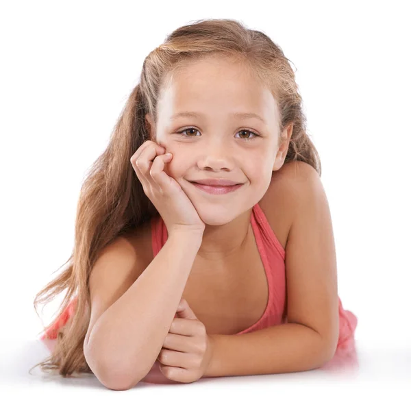 なんて可愛い Studio Portrait Adorable Young Girl Smiling Camera — ストック写真