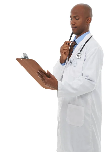 Tıbbi Dosyanı Inceliyorum Genç Bir Doktor Senin Sağlık Raporuna Dalgın — Stok fotoğraf