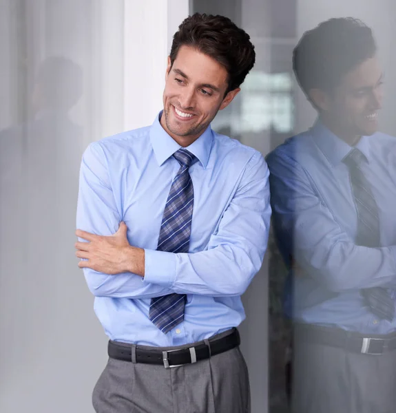 Ready Business Confident Young Businessman His Office — Stock Photo, Image
