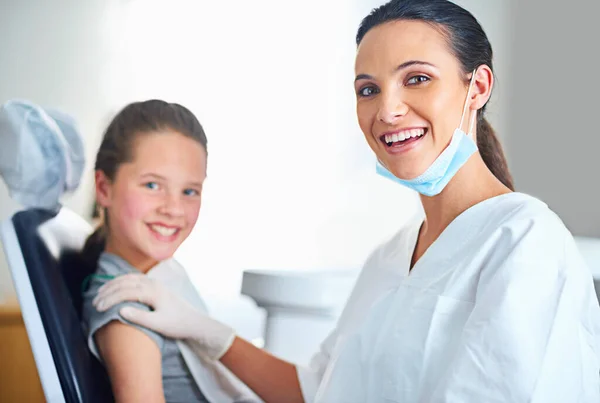 Another Perfect Smile Comes Office Portrait Female Dentist Child Dentist — Stock Photo, Image