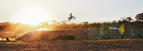 Going Every Jump Its Last Motocross Rider Going Jump Race — Stock Photo, Image