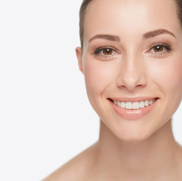Portrait Beauty Woman Cosmetics Skincare Confident Girl Isolated White Studio — Stock Photo, Image