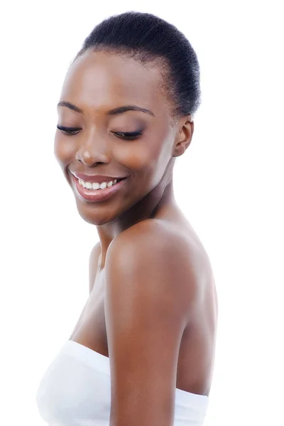 Natural Born Beauty Sideways Studio Shot Attractive African American Model — Stock Photo, Image