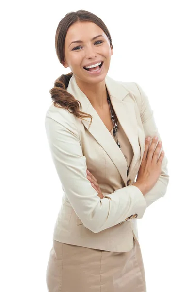 Business More Good Studio Shot Attractive Young Businesswoman Isolated White — Stock Photo, Image