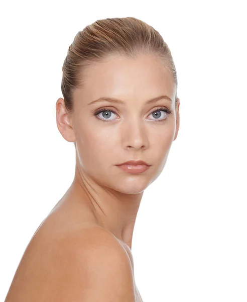 Effortless Beauty Flawless Skin Head Shoulders Studio Shot Young Blond — Stock Photo, Image
