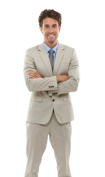 Breeding Confidence Others Studio Portrait Handsome Young Businessman Isolated White — Stock Photo, Image