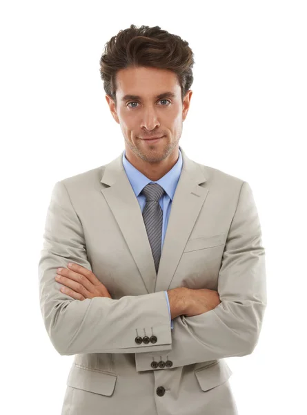 Taking His Career Seriously Studio Portrait Handsome Young Businessman Isolated — Stock Photo, Image