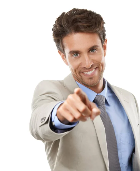 Youve Been Chosen Studio Portrait Handsome Young Businessman Isolated White — Stock Photo, Image