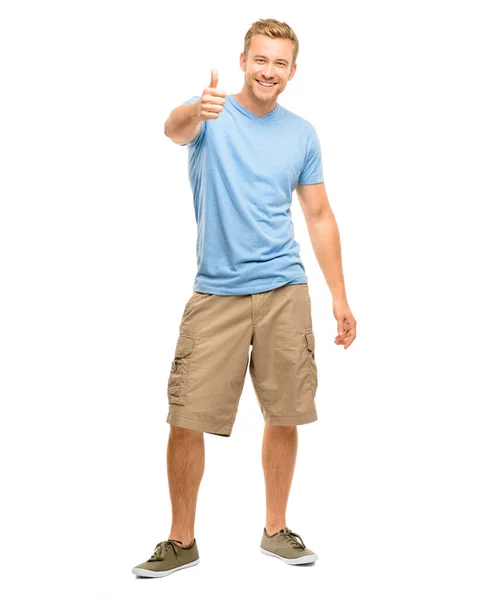 Sounds Cool Handsome Young Model Showing Thumbs Studio Fullbody Caucasian Stock Picture