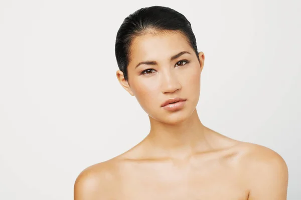 Bellezza Naturale Donna Asiatica Ritratto Con Cura Della Pelle Dermatologia — Foto Stock