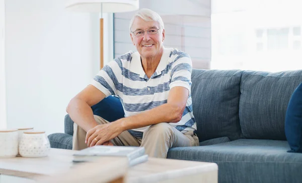 Nothing Now Relax Senior Man Relaxing Sofa Home — Stock Photo, Image