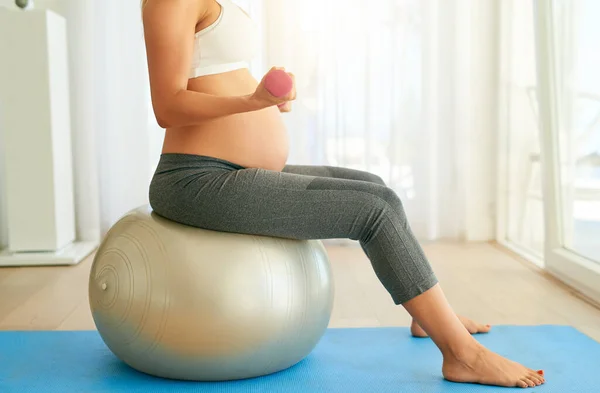 Build Strong Body Build Strong Pregnancy Pregnant Woman Working Out — Stock Photo, Image