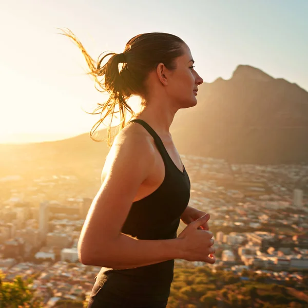 Run Life Young Woman Running Scenic Route — Stock Photo, Image
