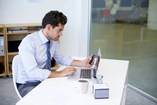 Working Away Handsome Young Businessman Working His Office — Stock Photo, Image
