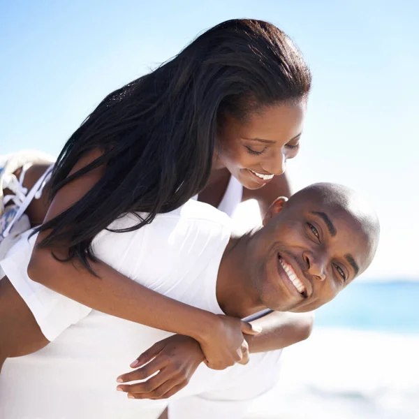 Enjoying Holidays You Amazing Handsome African American Man Giving His — Stock Photo, Image