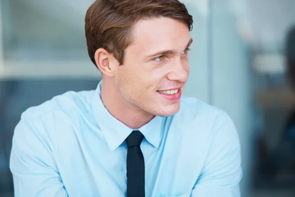 Hes Corporate Climber Young Friendly Businessman Listening His Colleagues Boardroom — Stock Photo, Image