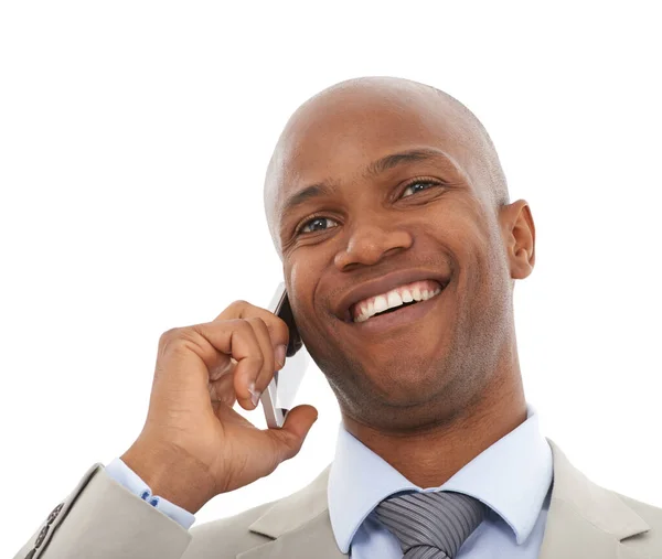 Mit Meinen Kunden Kontakt Bleiben Ein Junger Afroamerikanischer Geschäftsmann Spricht — Stockfoto