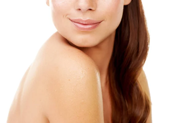 All Natural Beauty Studio Shot Beautiful Young Woman Perfect Skin — Stock Photo, Image