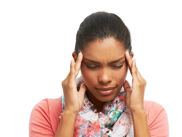 Onbekwaam Door Migraine Een Jonge Vrouw Vecht Tegen Migraine Terwijl — Stockfoto