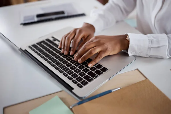 Your Words Determine Your Destiny Unrecognisable Businesswoman Using Laptop Modern — Stock Photo, Image